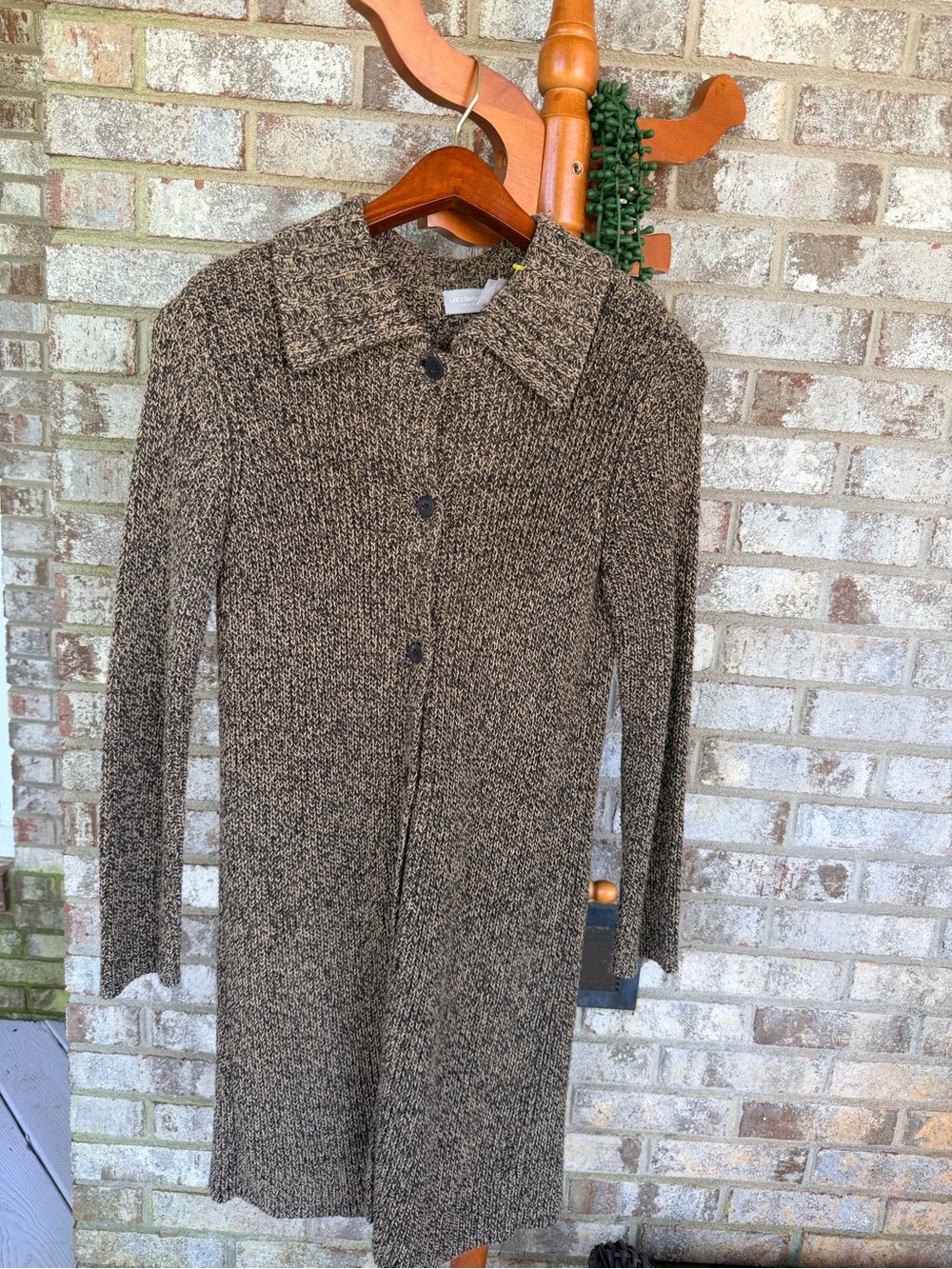 Vtg Liz Claiborne 75% Silk Cable Knit Duster Cardigan Sweater Button Up-- Size S